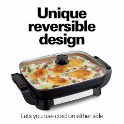 Hamilton Beach Durathon Ceramic 180 sq. in. Electric Skillet with Removable Pan, Black thumbnail 7