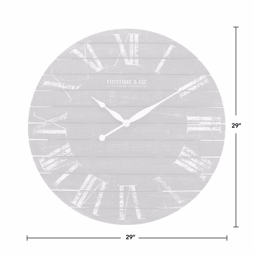 FirsTime & Co. 29 in. Midnight Shiplap Wall Clock - Rustic Farmhouse Decor