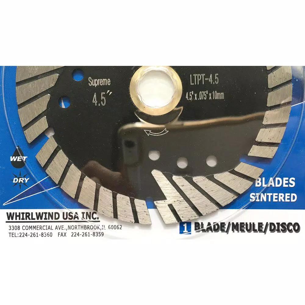 Whirlwind USA 4-1/2 in. Turbo Segmented Diamond Saw Blade for Granite, Marble, and Concrete