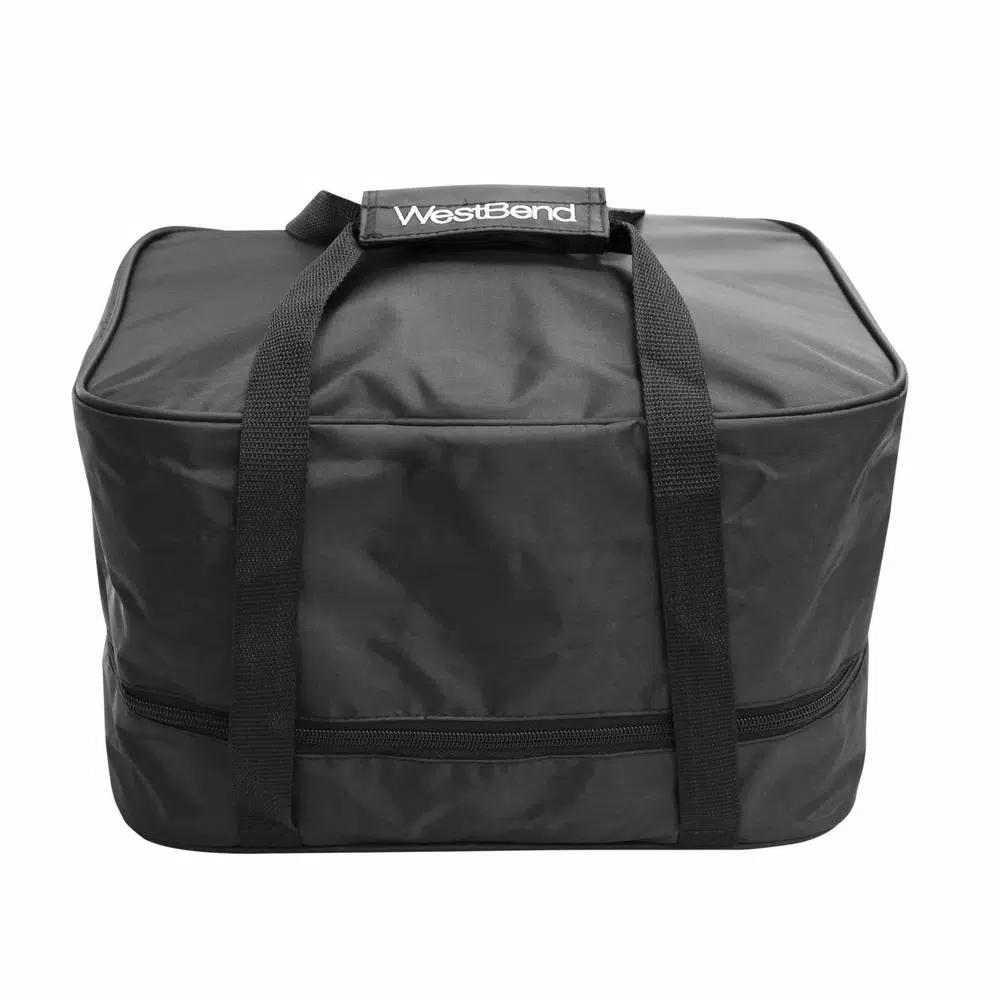 West Bend 5 Qt. Blue Non-Stick Versatility Slow Cooker with Griddle Base, Travel Lid and Thermal Tote