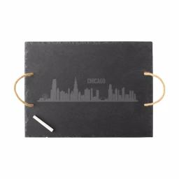 Cathy's Concepts Chicago Skyline Black Slate Serving Tray with Hemp Handles thumbnail 6