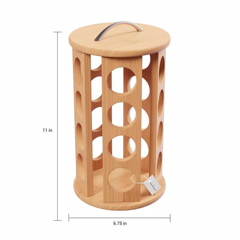 Classic Cuisine 20-Count Bamboo Rotating Coffee Pod Organizer Carousel