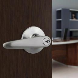 Toledo Fine Locks Barcelona Satin Nickel Keyed Entry Door Lever Set thumbnail 3
