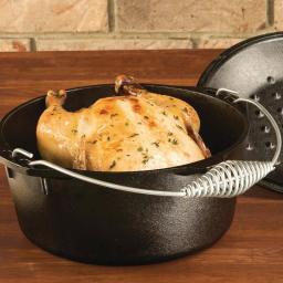 Lodge 5 Qt. Cast Iron Dutch Oven with Lid and Spiral Bail Handle, Black thumbnail 2