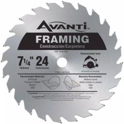 Avanti 7-1/4 in. 24-Tooth Carbide Framing Circular Saw Blade thumbnail 1