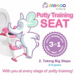 Babyloo Bambino 3-in-1 Convertible Toddler Potty Trainer and Step Stool - Pink thumbnail 3