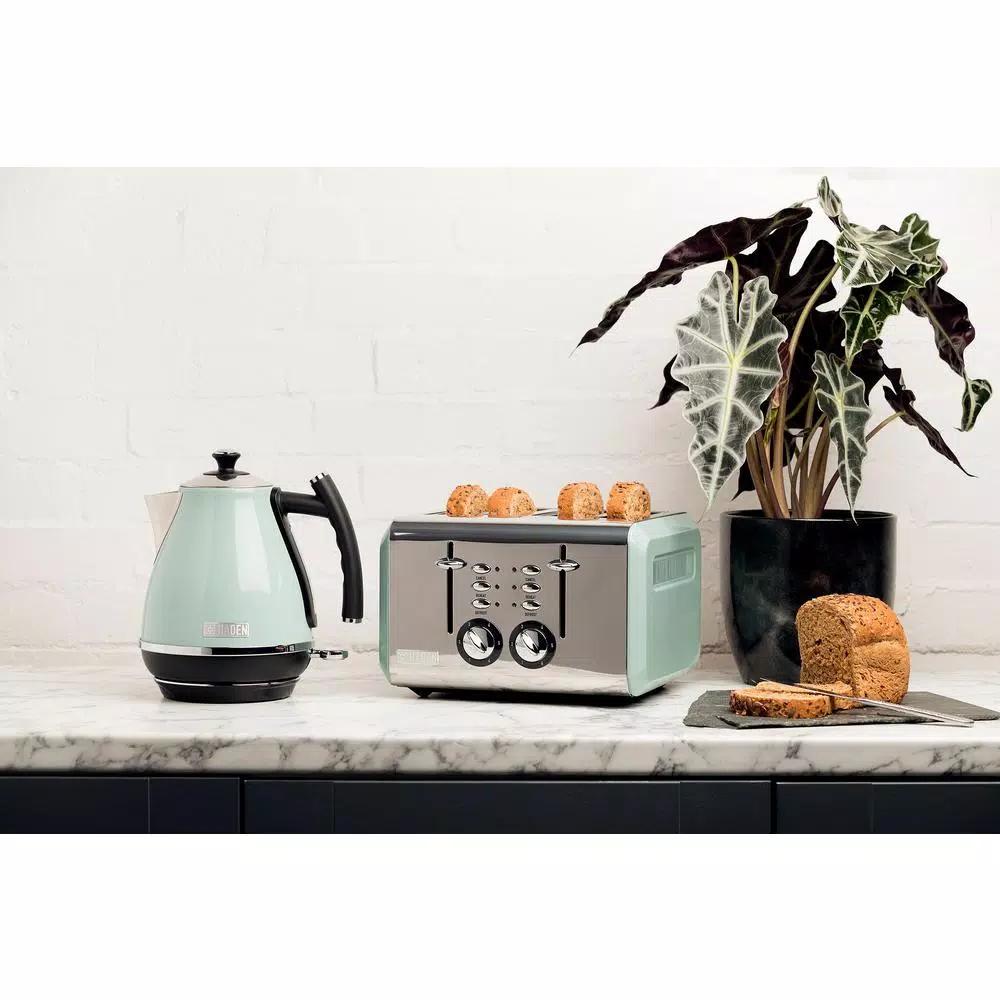 Haden Cotswold 4-Slice Wide Slot Retro Toaster, 1500W, Sage Green