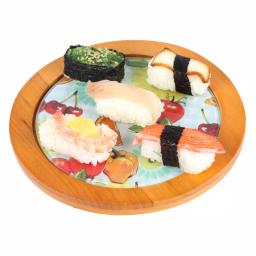 Creative Home 7.5 in. Round Tempered Glass Trivet Serving Board with Solid Wood Trim, Fruit Pattern thumbnail 2