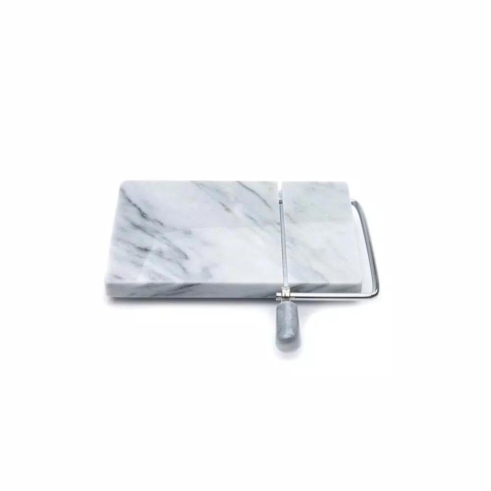 Fox Run White Marble Cheese Slicer Board with Stainless Steel Wire and 2 Replacement Wires