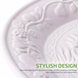 Ovente 13.4 in. White Ceramic Turkey Serving Platter, Oval Holiday Platter thumbnail 3