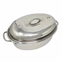LavoHome Professional Stainless Steel Oval Roaster Set with Induction Lid and Wire Rack, 9.5 Qt thumbnail 2