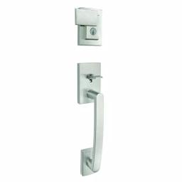 Baldwin Prestige Spyglass Single Cylinder Satin Nickel Handleset with Square Lever and SmartKey Security thumbnail 6