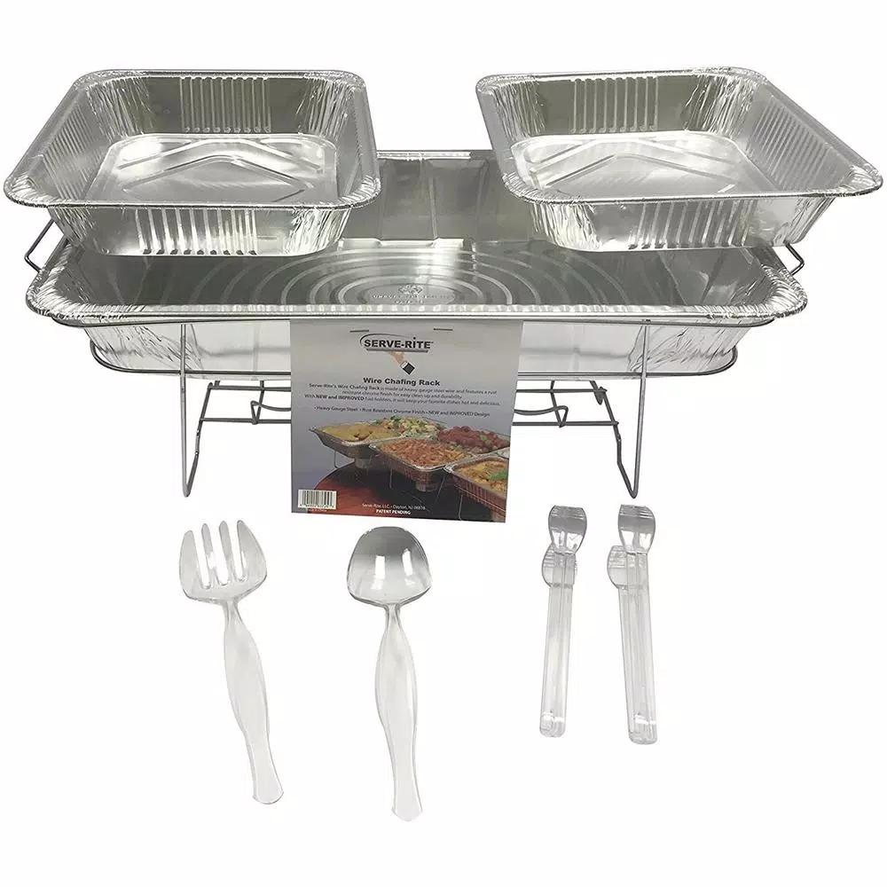 Unbranded Serve-Rite 8-Piece Aluminum Multi-Buffet Server Chafing Dish, 8 qt. Capacity