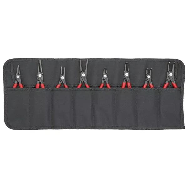 KNIPEX 8-Piece Precision Circlip Pliers Set with Heavy-Duty Tool Roll