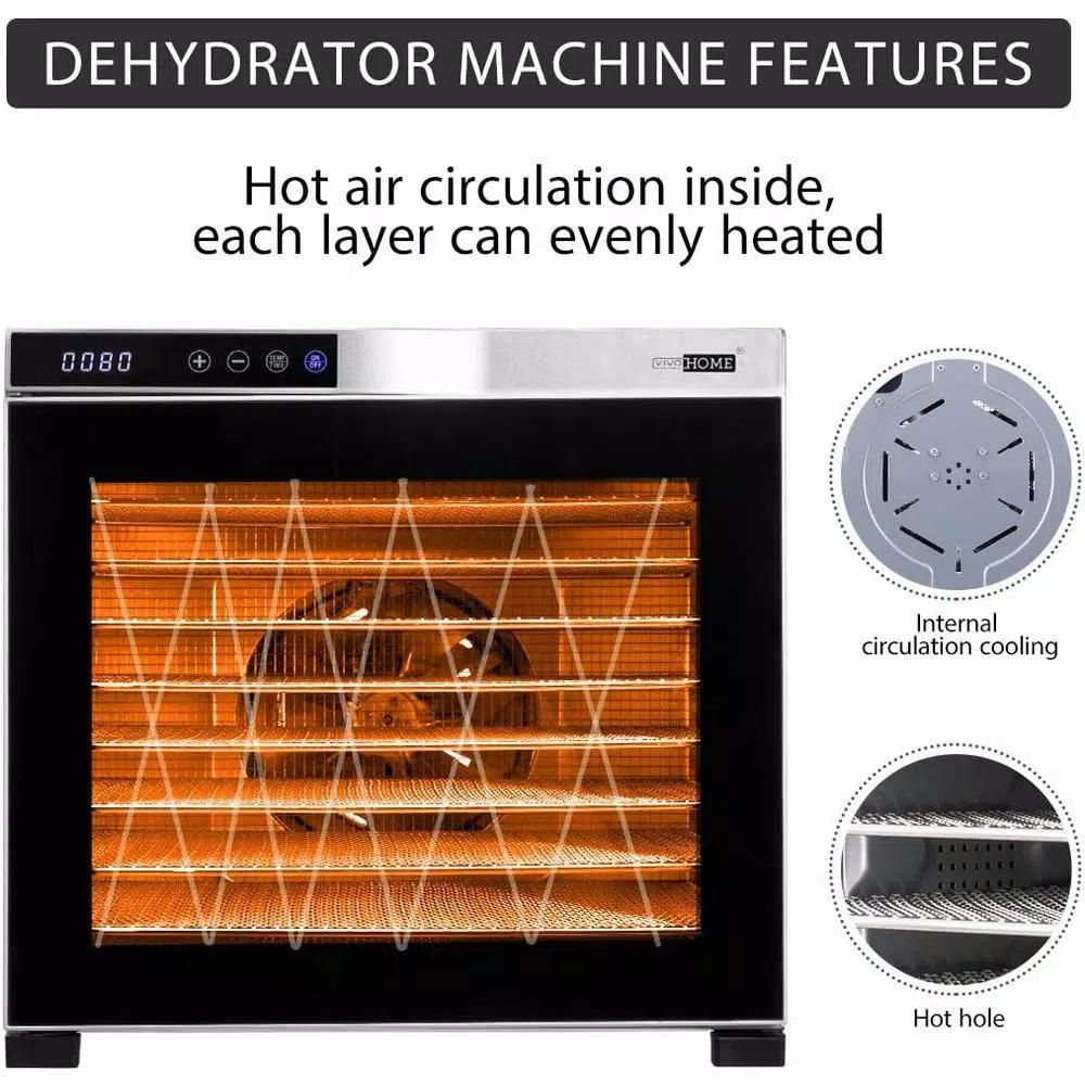 VIVOHOME 10-Tray Stainless Steel Commercial Food Dehydrator, 1000W with Digital Timer and Temperature Control