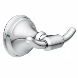 MOEN Jansen Chrome Screw-In Robe and Towel Hook, 2-Hook Design thumbnail 1