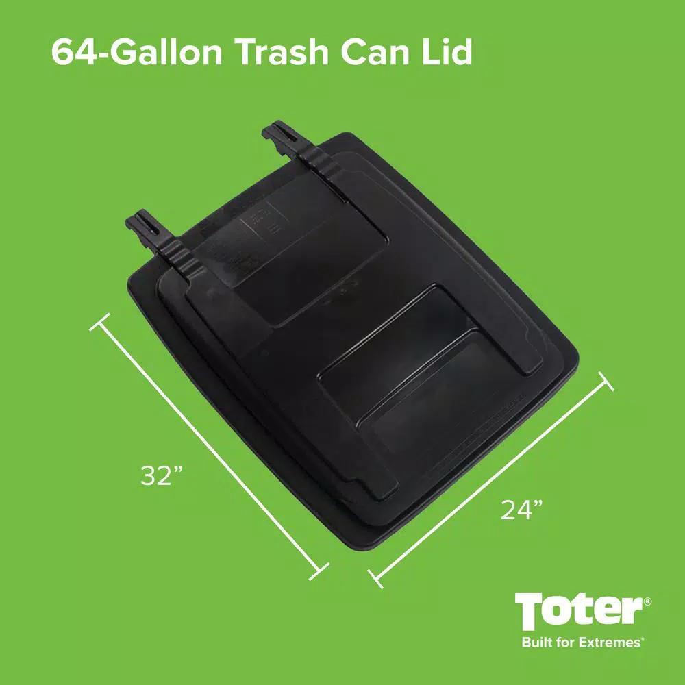 Toter Replacement Lid Kit for 64 Gallon Two Wheel Trash Can, Black