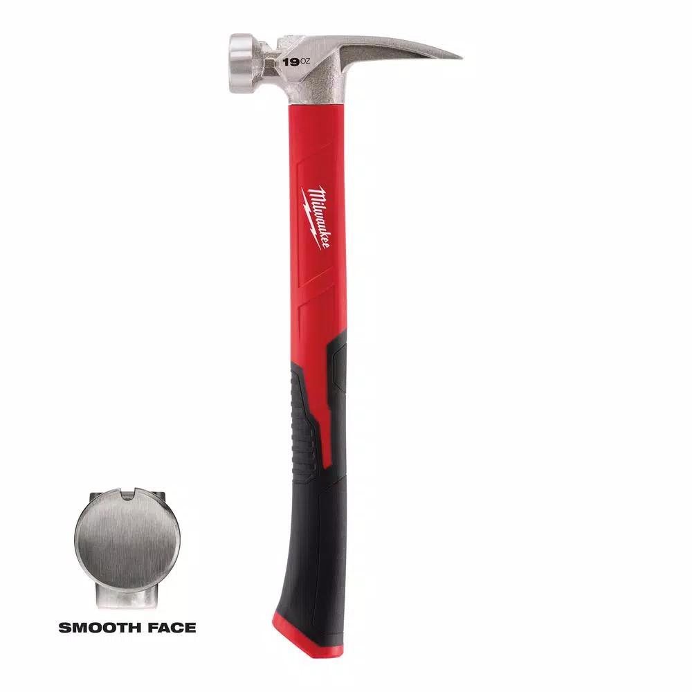 Milwaukee 19 oz. Smooth Face Hammer with Fiberglass Handle and Hammer Loop