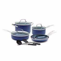 Blue Diamond 10-Piece Aluminum Ceramic Nonstick Cookware Set, Blue thumbnail 1