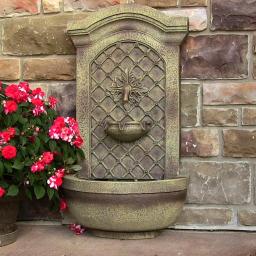 Sunnydaze Decor Rosette Resin Florentine Stone Solar-On-Demand Outdoor Wall Fountain thumbnail 6