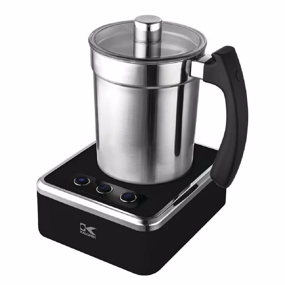 Kalorik Black and Stainless Steel Electric Milk Frother, 13.5 oz Capacity
