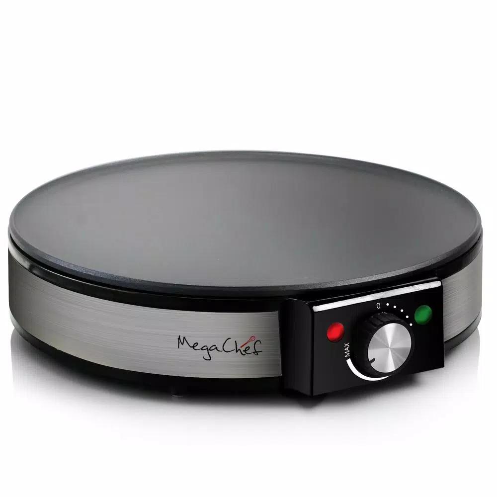 MegaChef Mega Chef 12-Inch Stainless Steel Electric Crepe and Pancake Maker Griddle, 1200W