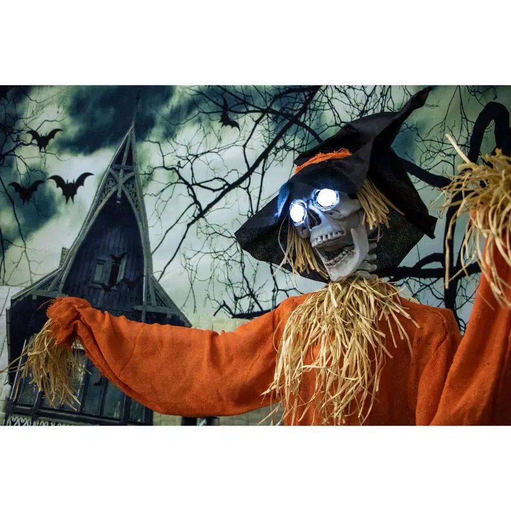 Haunted Hill Farm 5 ft. Animated Skeleton Scarecrow Halloween Prop