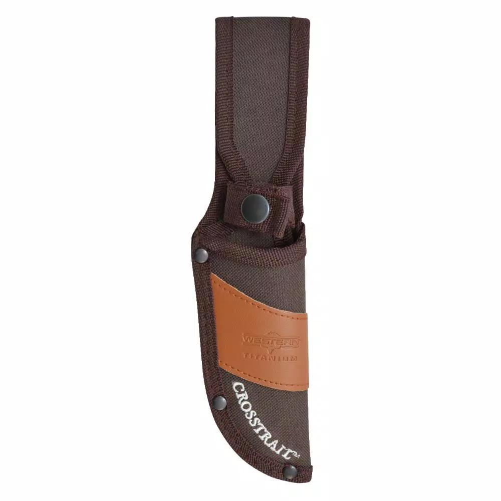 Western Crosstail 9 in. Titanium Bonded 420 Stainless Steel Fixed Blade Knife with Delrin Handle