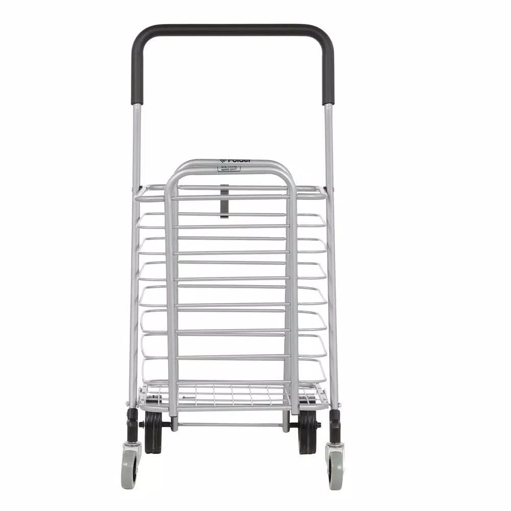 Polder Superlight Shopping Cart, Lightweight Aluminum Grocery & Utility Cart with 360° Swivel Wheels