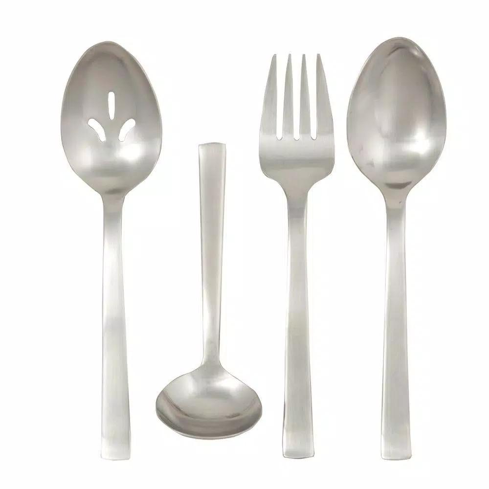 Ginkgo Norse 4-Piece Hostess Serving Set, Modern 18/0 Stainless Steel Flatware