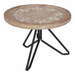 Kate and Laurel Sherald 11 in. White Round Wood Pedestal Tray with Metal Stand thumbnail 2