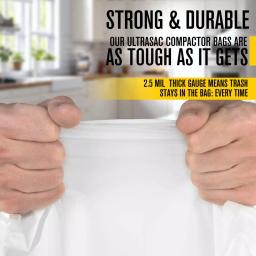 Ultrasac 15 Gallon Compactor Bags, 2.5 Mil Thick, White (40 Count) thumbnail 2