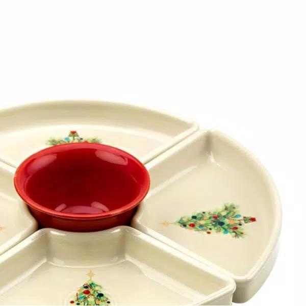 Fiesta Multi-Colored Christmas Tree 5-Piece Ceramic Divided Serving Dishes Set