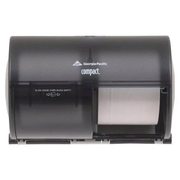 Georgia-Pacific Compact Side-by-Side Double Roll Bathroom Tissue Dispenser, Translucent Smoke