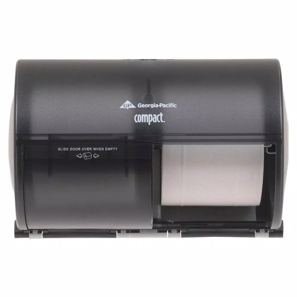Georgia-Pacific Compact Side-by-Side Double Roll Bathroom Tissue Dispenser, Translucent Smoke
