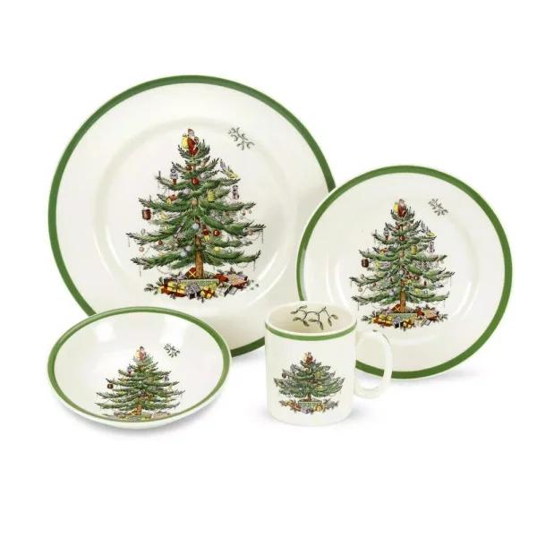 Spode Christmas Tree 4-Piece Ceramic Dinnerware Set, Service for 1