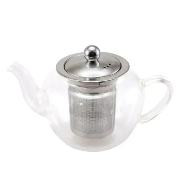 Creative Home 20 oz Borosilicate Glass Teapot with Stainless Steel Removable Lid and Infuser Basket