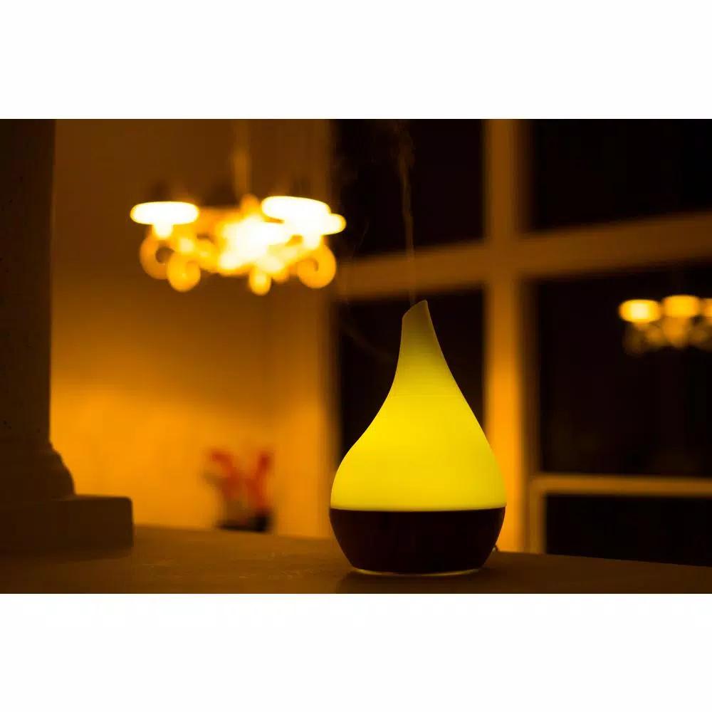 X Brand Canary Glass and Bamboo Ultrasonic Aroma Diffuser with LED Lights