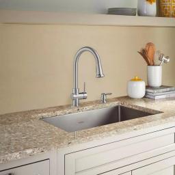 American Standard Montvale Single-Handle Pull-Down Kitchen Faucet with Soap Dispenser, Stainless Steel thumbnail 2