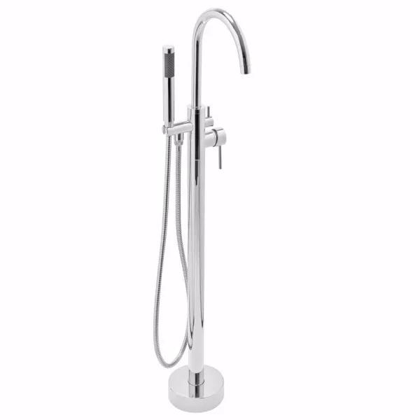 AKDY Freestanding Floor Mount Roman Tub Faucet with Hand Shower, Chrome