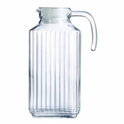 Luminarc Quadro Textured Glass Jug with White Lid, 57.5 oz Pitcher thumbnail 1