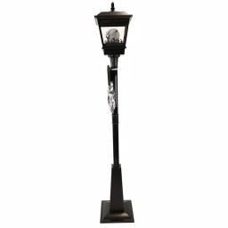 Haunted Hill Farm 71 in. Black Animated Skull Lamp Post with Spooky Music thumbnail 9