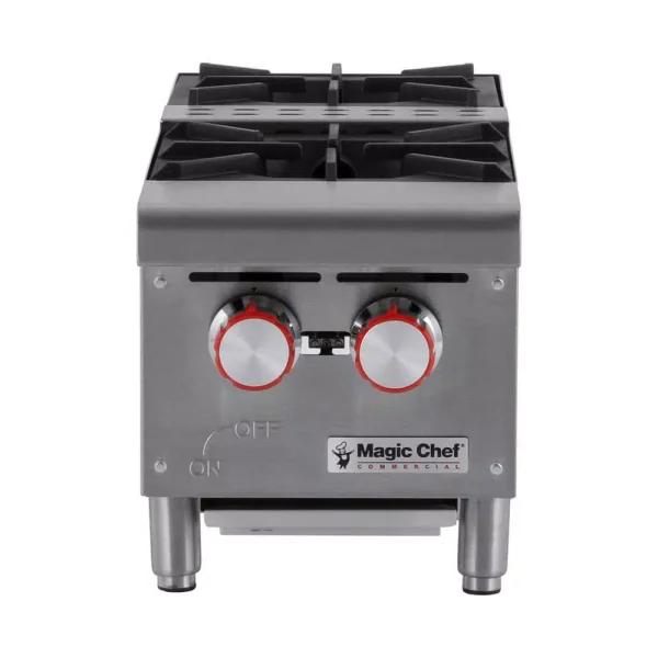 Magic Chef 12 in. Commercial Natural Gas Countertop Hot Plate, 50,000 BTU, Stainless Steel