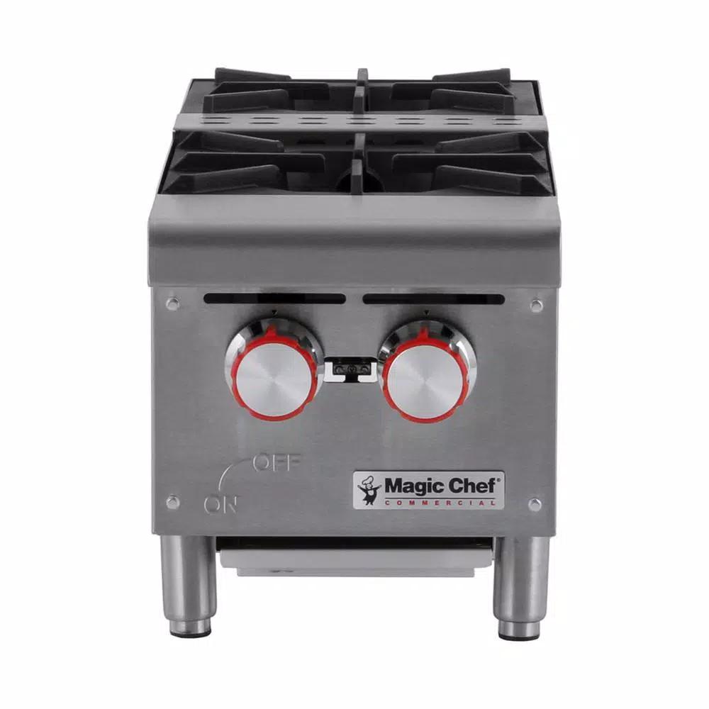 Magic Chef 12 in. Commercial Natural Gas Countertop Hot Plate, 50,000 BTU, Stainless Steel