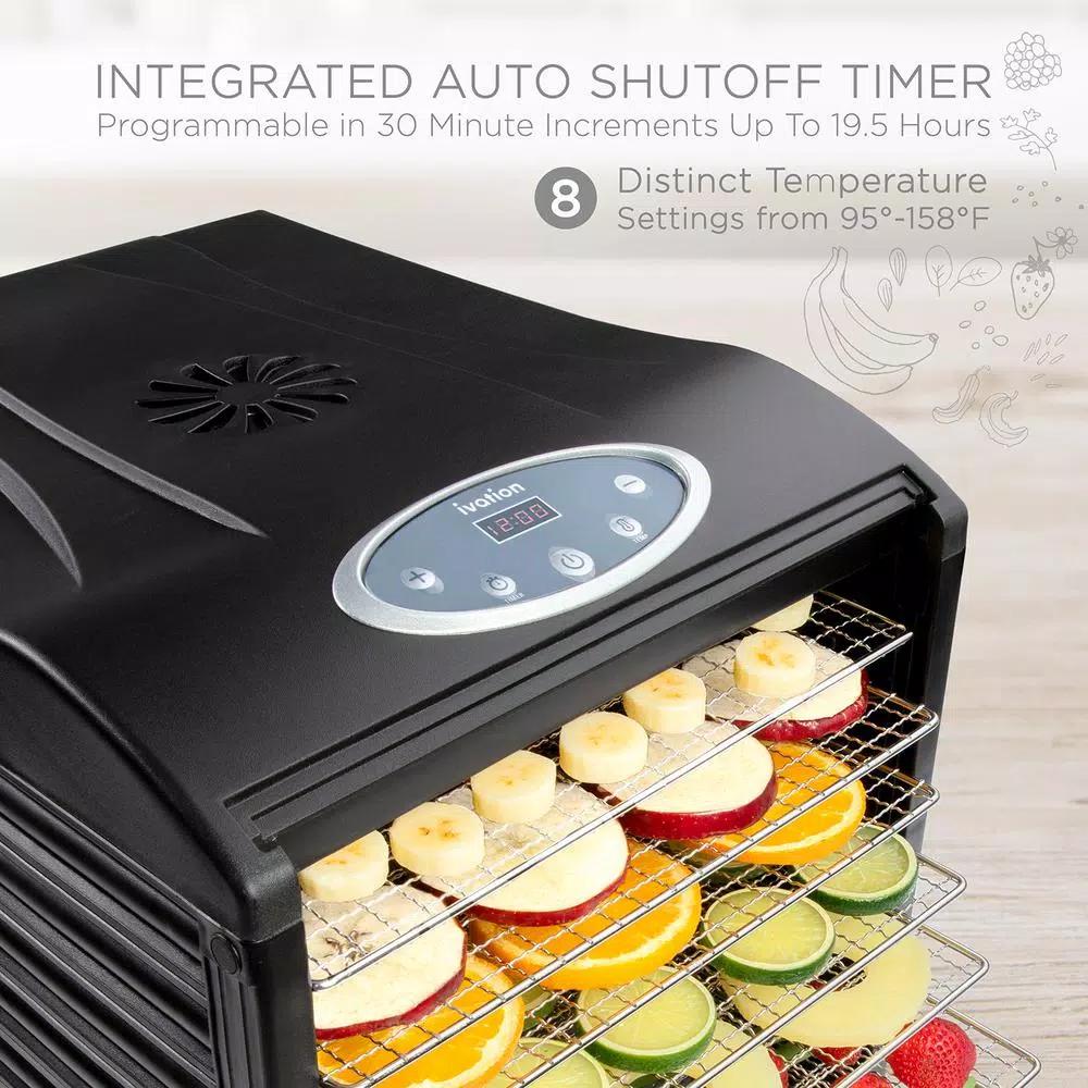 Ivation 6-Tray Stainless Steel Food Dehydrator Machine, 480W Digital Timer & Temperature Control