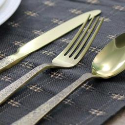 Gibson Elite Zambezi 5-Piece Gold Hammer Texture Stainless Steel Flatware Set, Service for 1 thumbnail 4