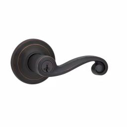 Kwikset Lido Venetian Bronze Exterior Entry Door Lever with SmartKey Security thumbnail 1