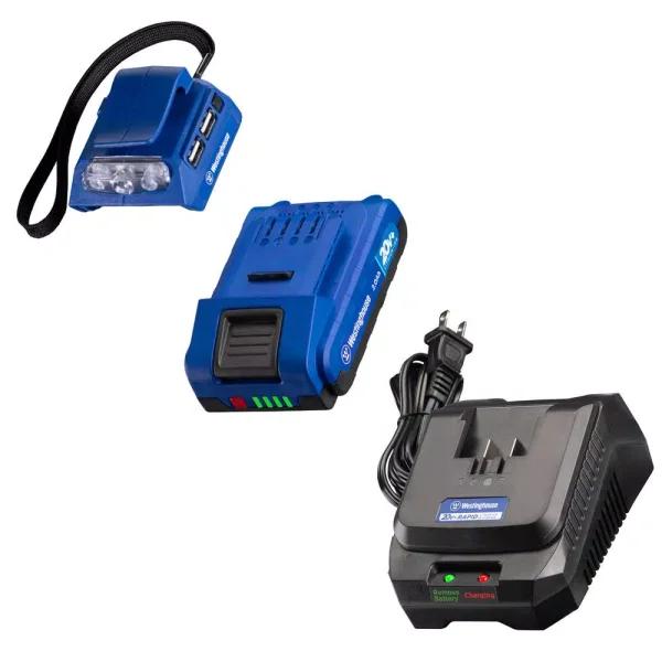 Westinghouse 20V+ Cordless USB Power Source Adapter Kit with 2.0 Ah Battery and Charger