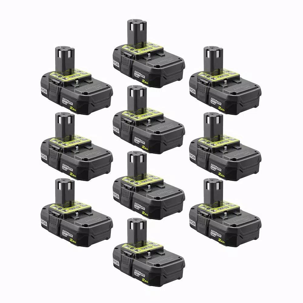 RYOBI 18V ONE+ 2.0 Ah Compact Lithium-Ion Battery 10-Pack