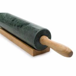 Fox Run Green Marble Rolling Pin with Wooden Handles and Base thumbnail 4